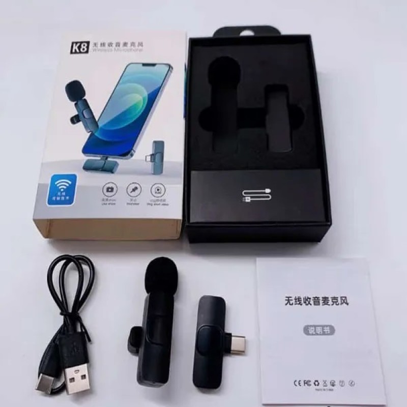 K8 Wireless Microphone for YouTube Vlogging, Video Recording Online Classes with Noise Cancellation Mic Supports (Type C) Images