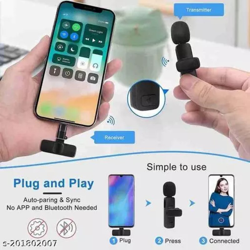 K8 Wireless Microphone for YouTube Vlogging, Video Recording Online Classes with Noise Cancellation Mic Supports (Type C) Images